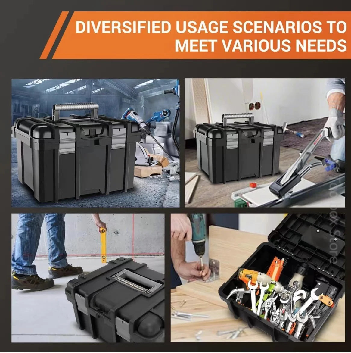 Large Tool Box Increase In Height Suitcases Hardware Parts Box Portable Tool Organizer Professional ToolBox For Garage Workshop