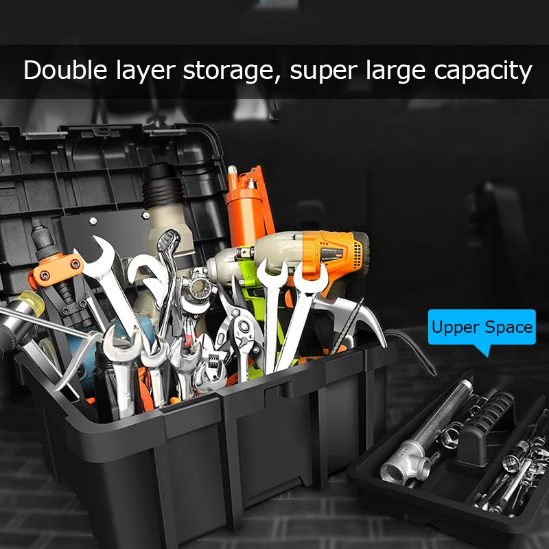 Large Tool Box Increase In Height Suitcases Hardware Parts Box Portable Tool Organizer Professional ToolBox For Garage Workshop