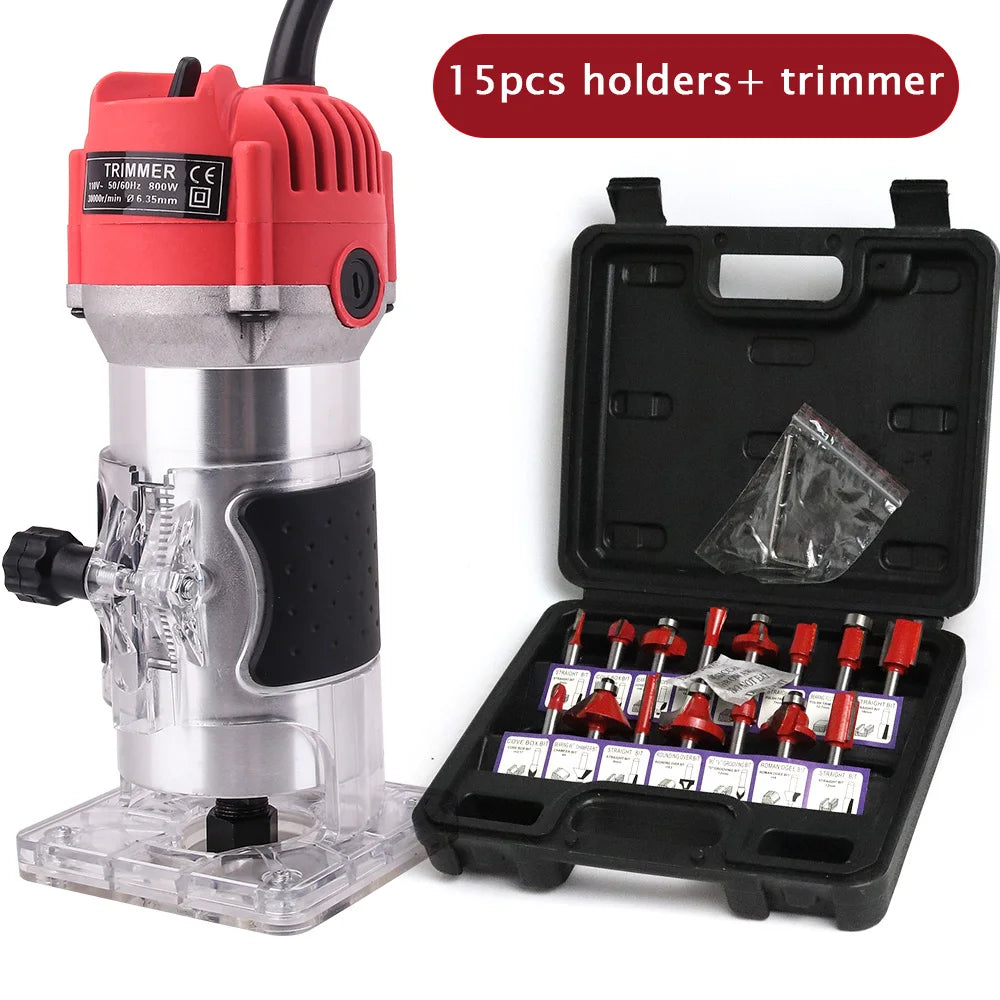 Electric Trimmer Woodworking 800W 30000rpm Wood Router Machine Hand DIY Milling Carving Engraving Power Tools With Mill Cutter