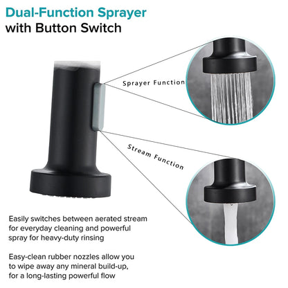 Rozin Brushed Nickel Kitchen Faucet Deck Mounted Mixer Tap 360 Degree Rotation Stream Sprayer Nozzle Kitchen Sink Hot Cold Taps
