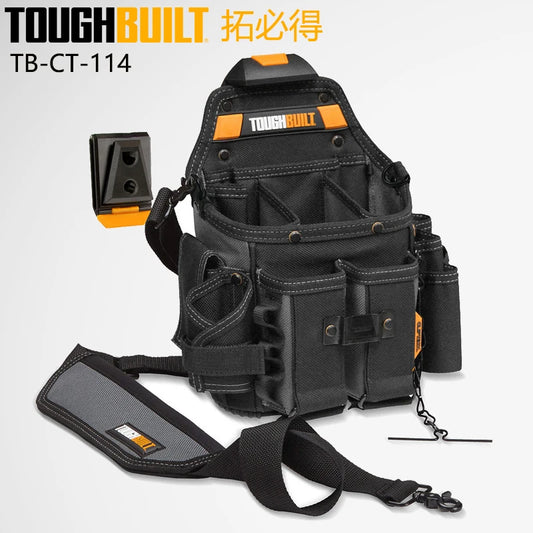 TOUGHBUILT TB-CT-114 Electrician Pouch Thickened Large-capacity Storage Bag 21 pockets With Shoulder Strap CLIPTECH