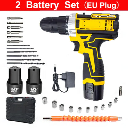 12V Lithium Electric Drill Electric Screwdriver Hand Electric Drill  Electric Tool Set  Multifunctional Accessory Box Packaging