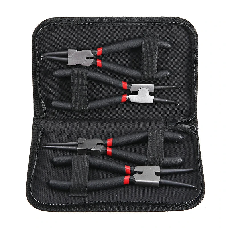 Jeu de pinces à circlips de 7 pouces, pince à Long nez, pince pliée, intérieur et extérieur, outil de retrait d'anneau à pression de retenue, 4 pièces
