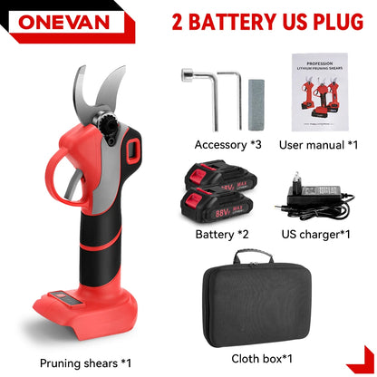 ONEVAN 30mm 4Gears Brushless Electric Pruning Shears Cordless Rechargeable Fruit Tree Bonsai Pruning For Makita 18V Battery Pin