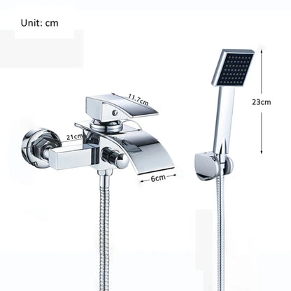 Black Bathroom Tub Faucet Single Handle Waterfall Spout Mixer Tap with Hand Shower Wall Mounted Gold Bath Faucets Bathtub Tap