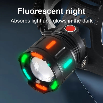 Strong Light LED Headlight 20000000LM Powerful Headlamp Long Shot 4000M Rechargeable Lamp With Fluorescent Light Outdoor Fishing