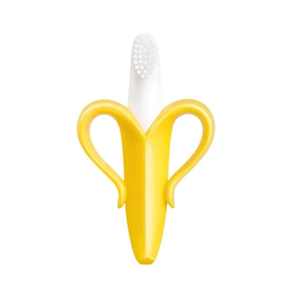 Banana Shape Baby Teether BPA Free Silicone Teething Toothbrush for Toddlers Chewable Dental Care Training Toothbrush for Infant
