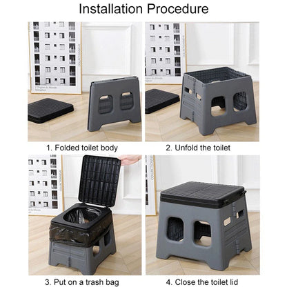 Camping Folding Toilet Movable Car Toilet Bucket Car Emergency Self-driving Travel Portable Outdoor Toilet Portable Trash Can