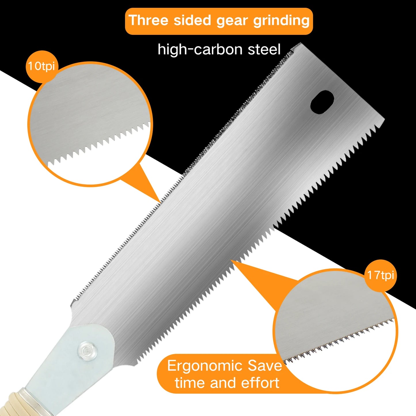 Japanese Hand Saw 9.3inch SK5 High Carbon Steel Double Edged Hand Saw Sharp Hand Pull Saw 10/17 TPI Woodworking Hand Saw Tool