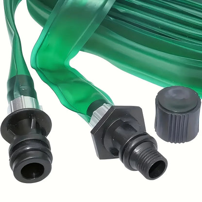 1 set of sprinkler heads and soaking hoses. The ground soaking drip hose is very suitable for gardens and vegetable gardens