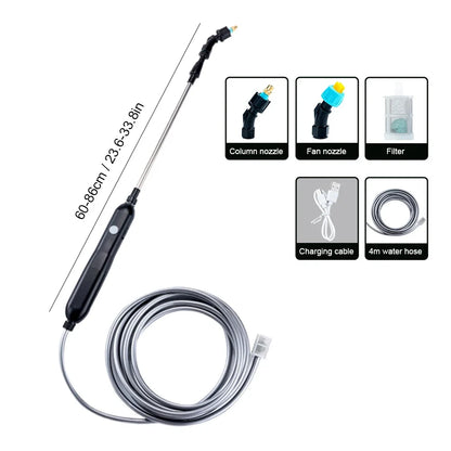 Electric Sprayer with 2/4 Nozzles Garden Watering Spray Gun with 2/3/5/6/8m Pipes Type-C/USB Telescopic Handle Irrigation Tools
