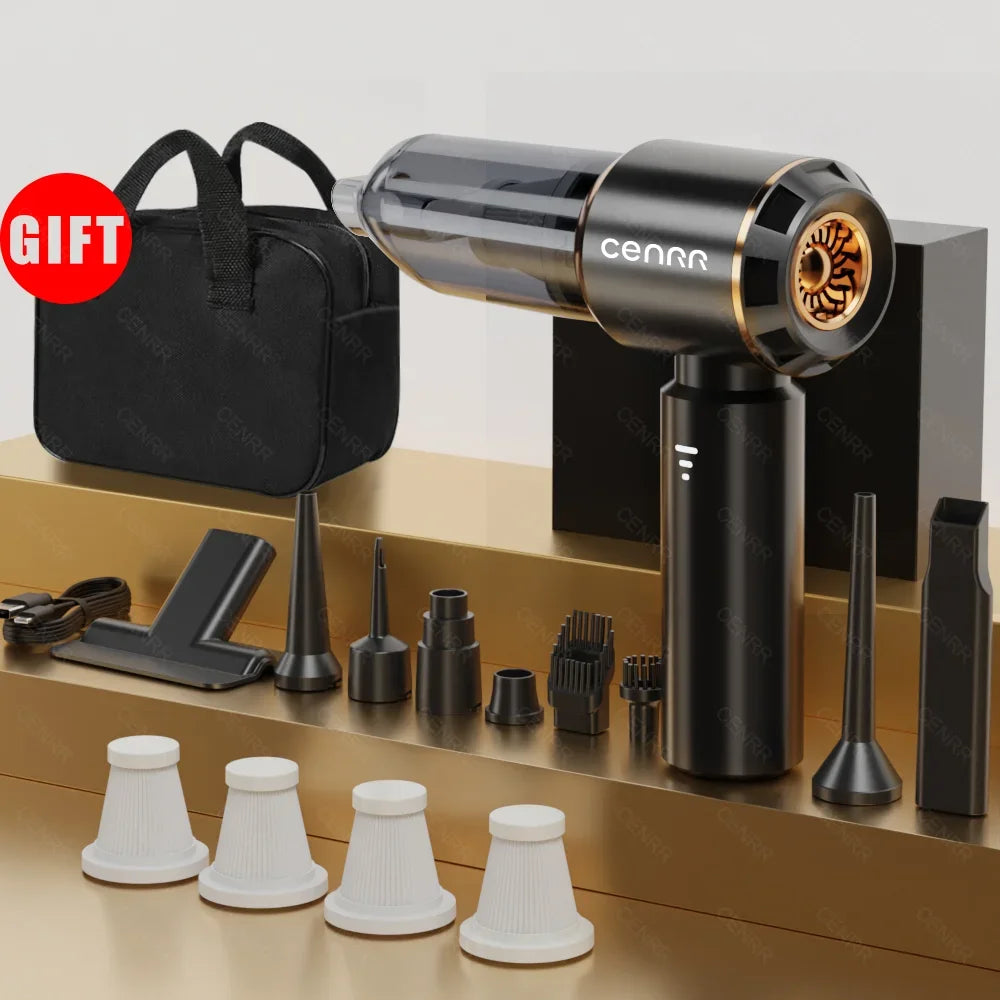 CENRR Mini Car Vacuum Cleaner 360000PA Powerful Wireless Cordless Car Cleaner Handheld Cleaning Machine Portable Vacuum Cleaner