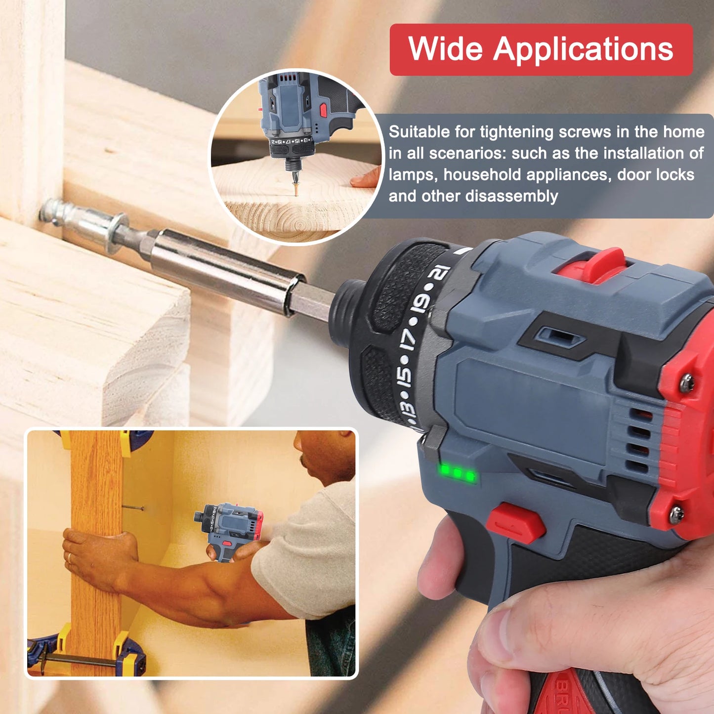 16.8V Brushless 2in1 Cordless Driver Drill Electric Screwdriver Battery Screwdrivers Rotation Ways Drills Screwdriver Tools