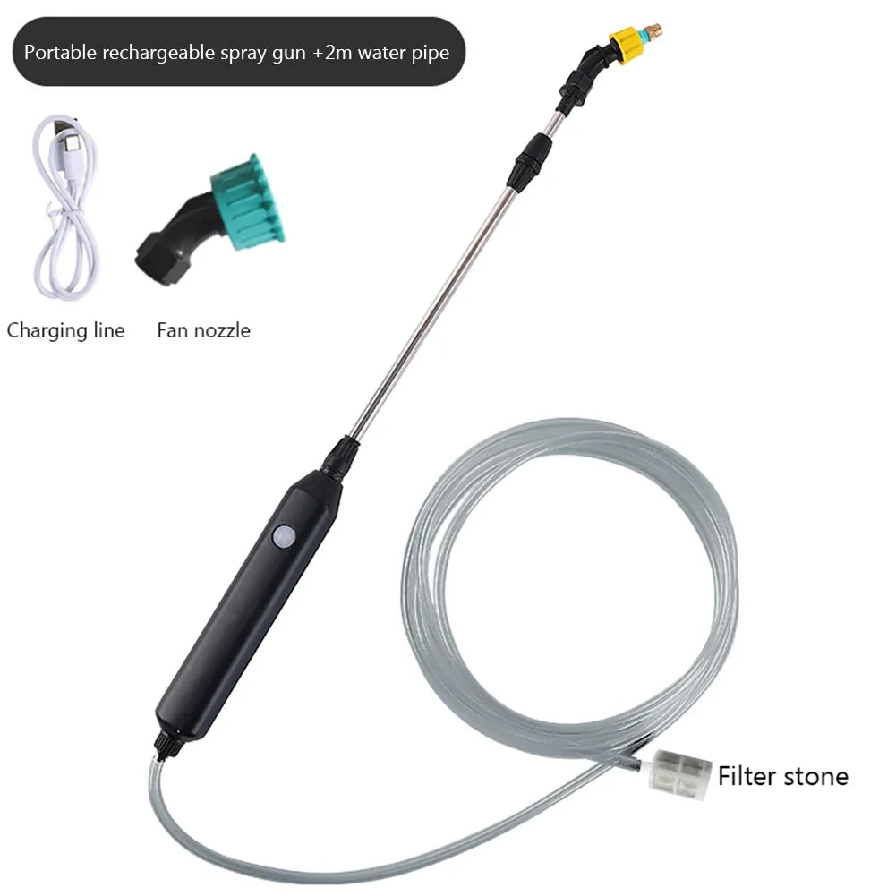 Electric Sprayer with 2/4 Nozzles Garden Watering Spray Gun with 2/3/5/6/8m Pipes Type-C/USB Telescopic Handle Irrigation Tools