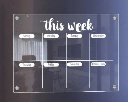 Fridge Magnetic Calendar Reusable Clear Acrylic Message Board Dry Erase Sticker Board with Six Pens Weekly Planner Menu Gadgets