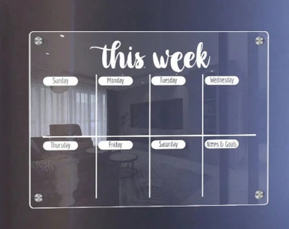 Fridge Magnetic Calendar Reusable Clear Acrylic Message Board Dry Erase Sticker Board with Six Pens Weekly Planner Menu Gadgets