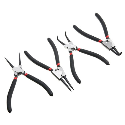 Jeu de pinces à circlips de 7 pouces, pince à Long nez, pince pliée, intérieur et extérieur, outil de retrait d'anneau à pression de retenue, 4 pièces