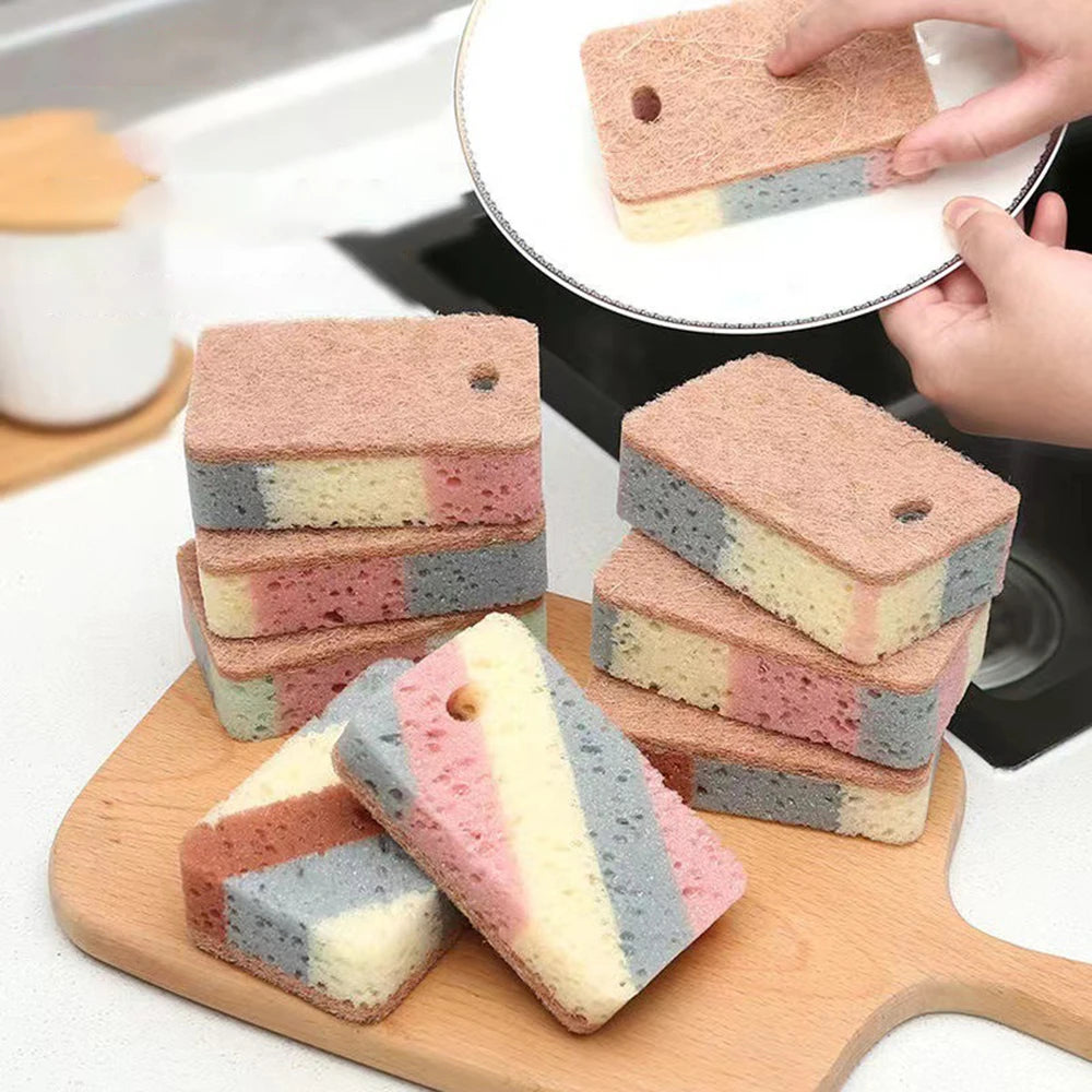 5 Sets Of Double-Sided Cleaning Sponge, Honeycomb Sponge, Household Dishwashing, Cleaning, Decontamination, Cleaning Wipe
