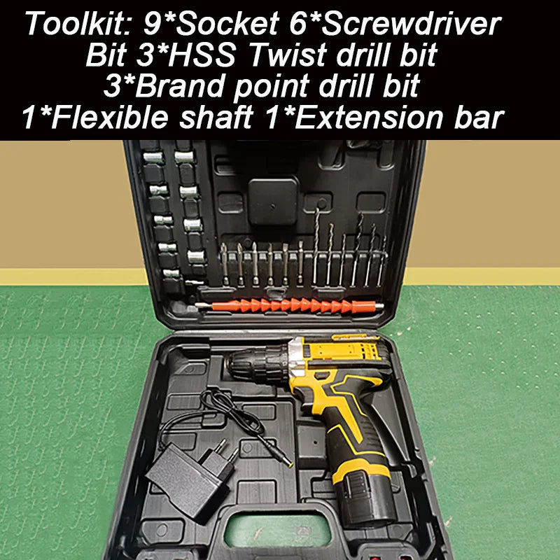 12V Lithium Electric Drill Electric Screwdriver Hand Electric Drill  Electric Tool Set  Multifunctional Accessory Box Packaging