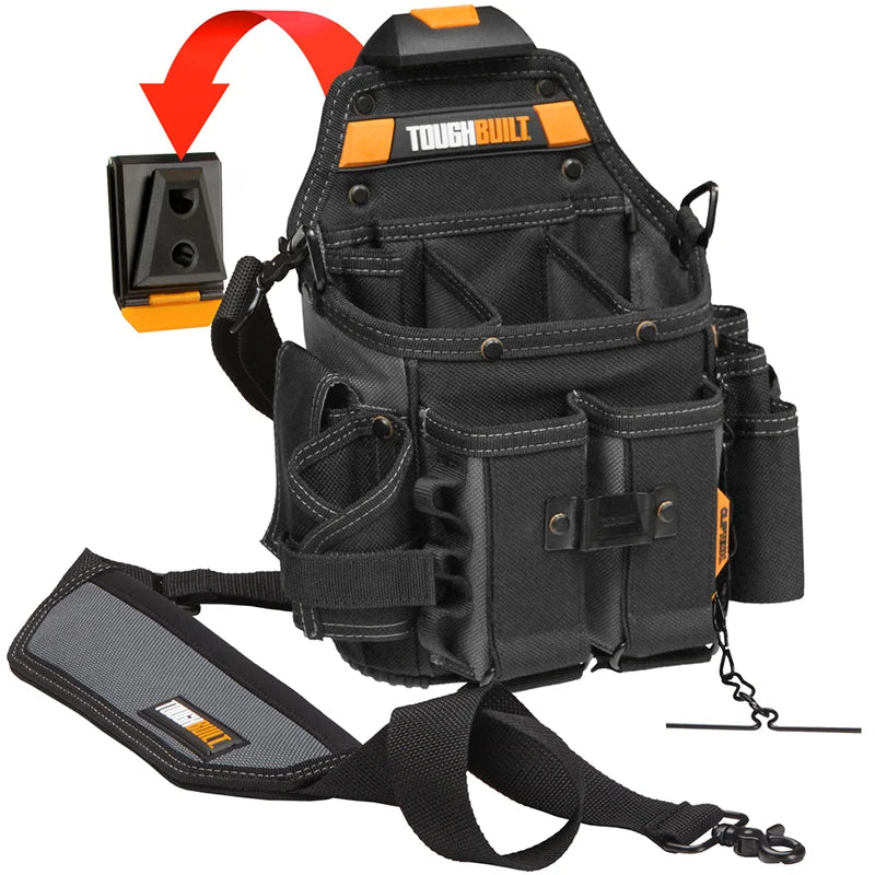 TOUGHBUILT TB-CT-114 Electrician Pouch Thickened Large-capacity Storage Bag 21 pockets With Shoulder Strap CLIPTECH
