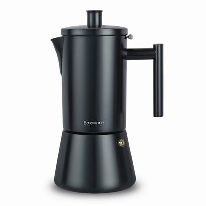 Easyworkz Diego Stovetop Espresso Maker Stainless Steel Italian Coffee Machine Maker 4Cup 6.8 oz Induction Moka Pot
