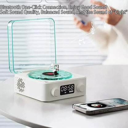 Retro Turntable Speaker With White Noise Wireless Bluetooth Vinyl Record Player Stereo Sound RGB Projection Lamp Effect